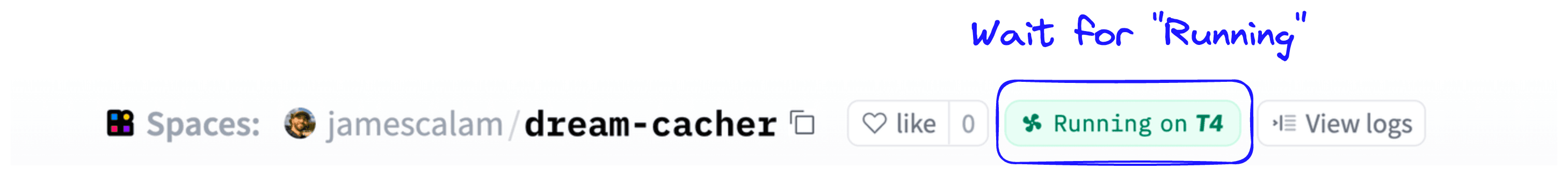 The status will start with Building and the app is ready-to-go as soon as we see Running.